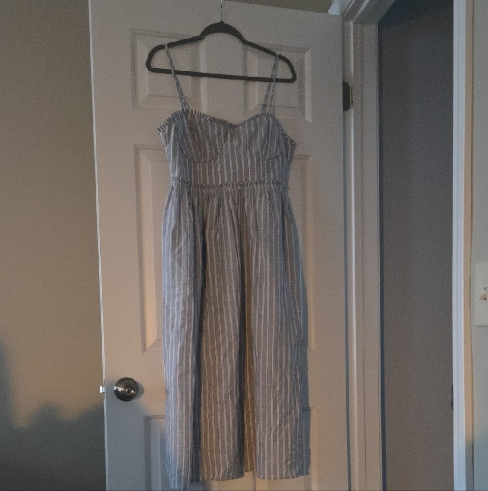 Lucky Brand Blue and White Striped Midi Dress